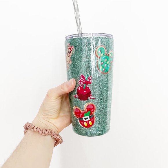 ✨ NWT Disney Christmas Mickey Mouse Glitter Tumbler | Bibbidi - Picture 2 of 4